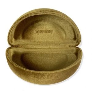 Vintage Miu Miu Green Gold Clamshell Velvet Sunglasses Case